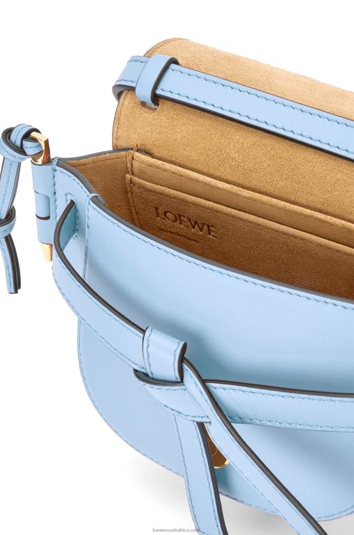 Loewe Women Mini Gate Dual bag in soft calfskin and jacquard 206XF194 Dusty Blue