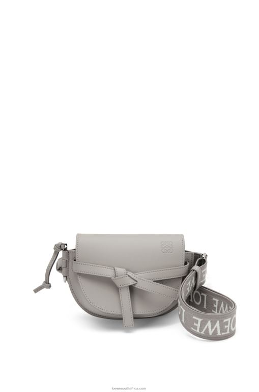 Loewe Women Mini Gate Dual bag in soft calfskin and jacquard 206XF195 Pearl Grey