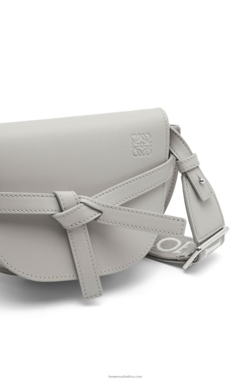 Loewe Women Mini Gate Dual bag in soft calfskin and jacquard 206XF195 Pearl Grey