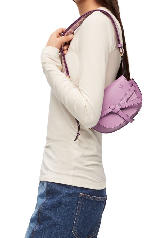 Loewe Women Mini Gate Dual bag in soft calfskin and jacquard 206XF196 Guimauve
