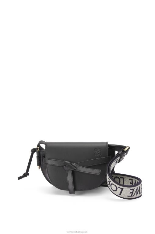 Loewe Women Mini Gate Dual bag in soft calfskin and jacquard 206XF197 Black