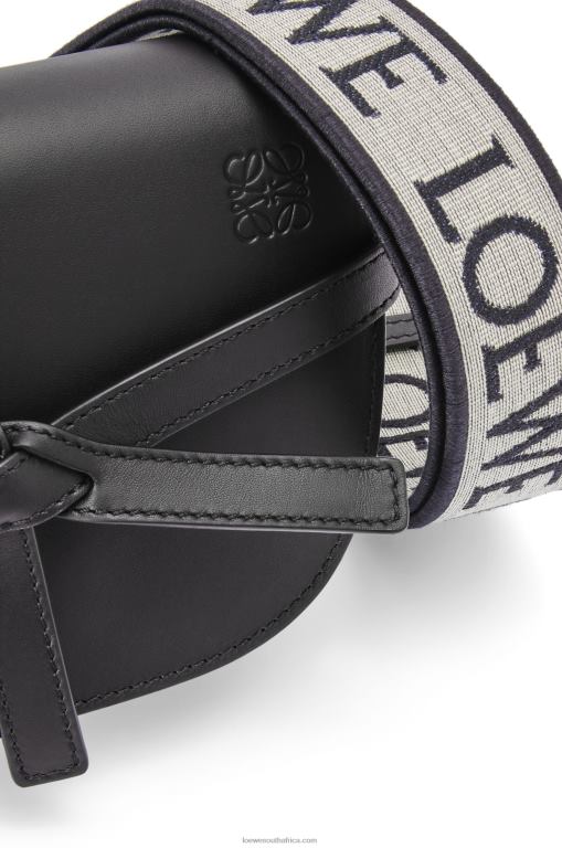 Loewe Women Mini Gate Dual bag in soft calfskin and jacquard 206XF197 Black
