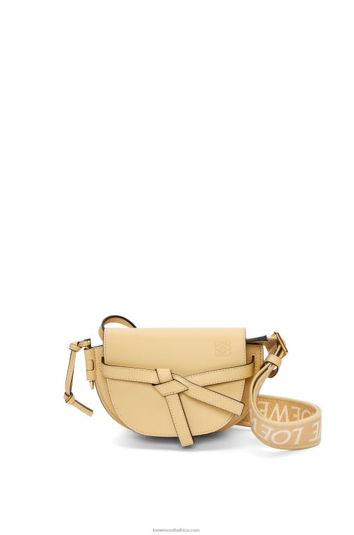 Loewe Women Mini Gate Dual bag in soft calfskin and jacquard 206XF209 Butter