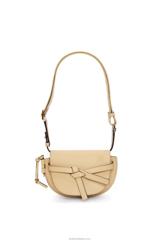 Loewe Women Mini Gate Dual bag in soft calfskin and jacquard 206XF209 Butter