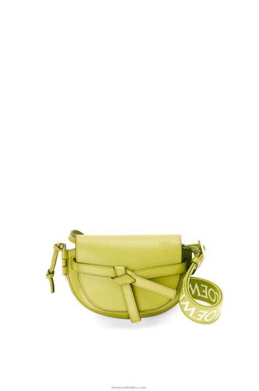 Loewe Women Mini Gate Dual bag in soft calfskin and jacquard 206XF210 Lime Yellow