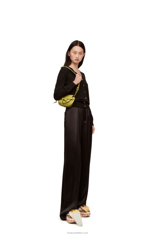 Loewe Women Mini Gate Dual bag in soft calfskin and jacquard 206XF210 Lime Yellow