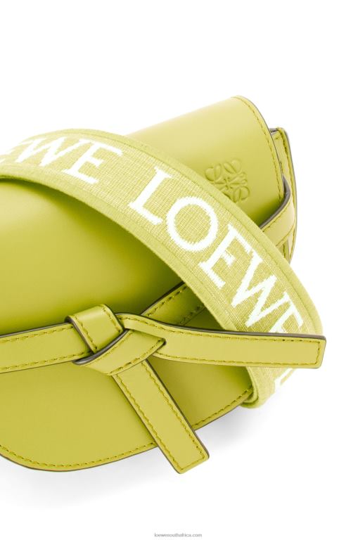 Loewe Women Mini Gate Dual bag in soft calfskin and jacquard 206XF210 Lime Yellow