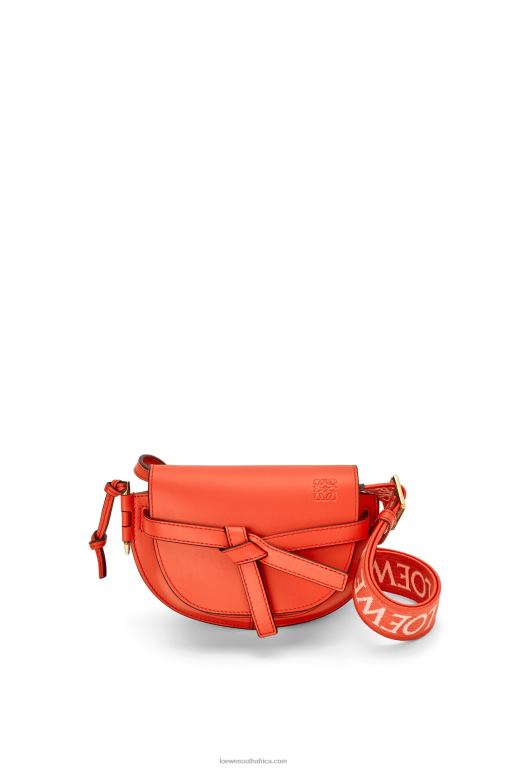 Loewe Women Mini Gate Dual bag in soft calfskin and jacquard 206XF212 Sunrise Orange