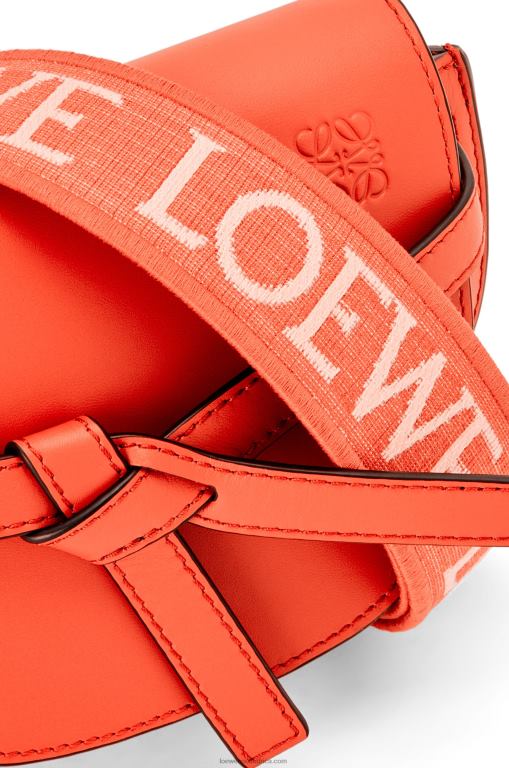 Loewe Women Mini Gate Dual bag in soft calfskin and jacquard 206XF212 Sunrise Orange
