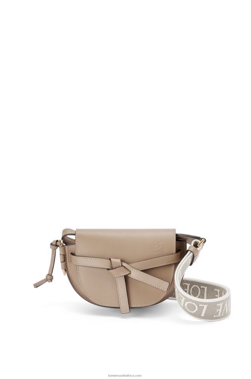 Loewe Women Mini Gate Dual bag in soft calfskin and jacquard 206XF218 Sand