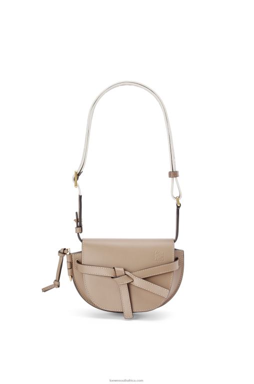 Loewe Women Mini Gate Dual bag in soft calfskin and jacquard 206XF218 Sand