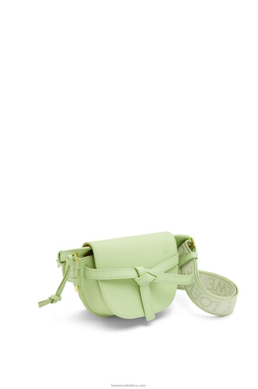 Loewe Women Mini Gate Dual bag in soft calfskin and jacquard 206XF232 Light Pale Green