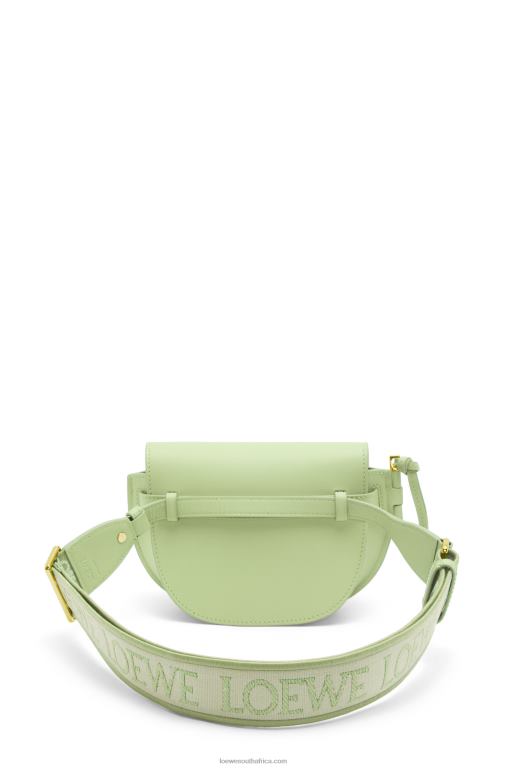Loewe Women Mini Gate Dual bag in soft calfskin and jacquard 206XF232 Light Pale Green