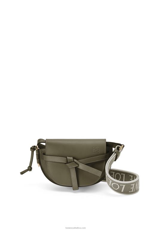 Loewe Women Mini Gate Dual bag in soft calfskin and jacquard 206XF239 Autumn Green