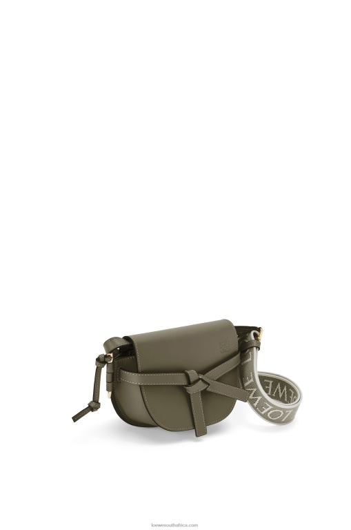 Loewe Women Mini Gate Dual bag in soft calfskin and jacquard 206XF239 Autumn Green