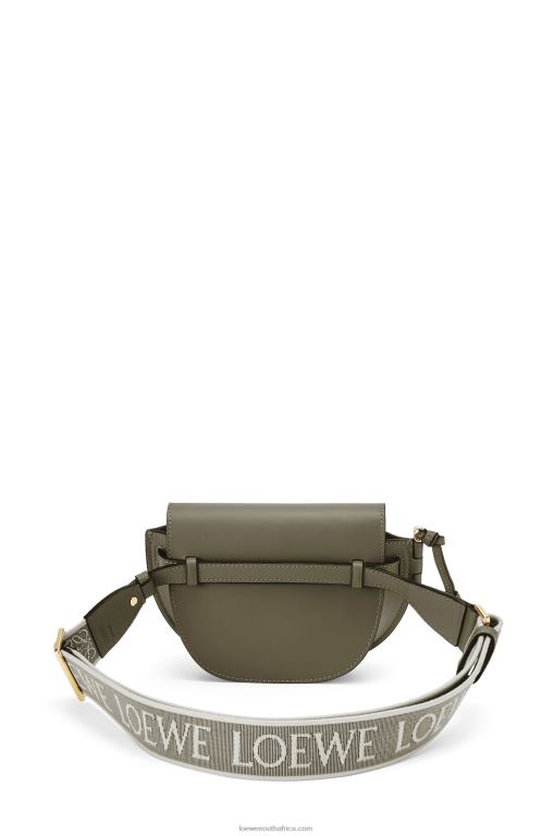 Loewe Women Mini Gate Dual bag in soft calfskin and jacquard 206XF239 Autumn Green