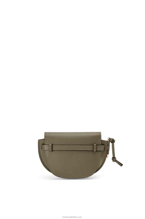 Loewe Women Mini Gate Dual bag in soft calfskin and jacquard 206XF239 Autumn Green