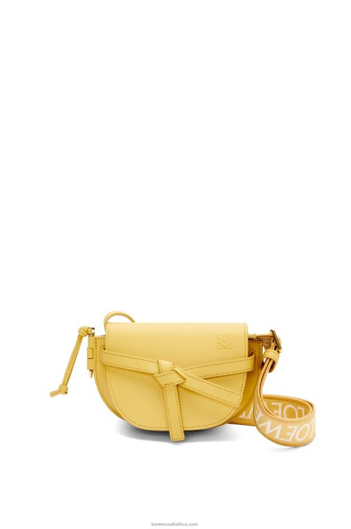 Loewe Women Mini Gate Dual bag in soft calfskin and jacquard 206XF262 Dark Yellow