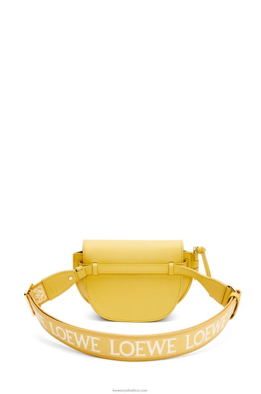 Loewe Women Mini Gate Dual bag in soft calfskin and jacquard 206XF262 Dark Yellow