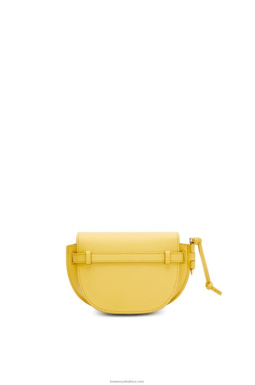 Loewe Women Mini Gate Dual bag in soft calfskin and jacquard 206XF262 Dark Yellow