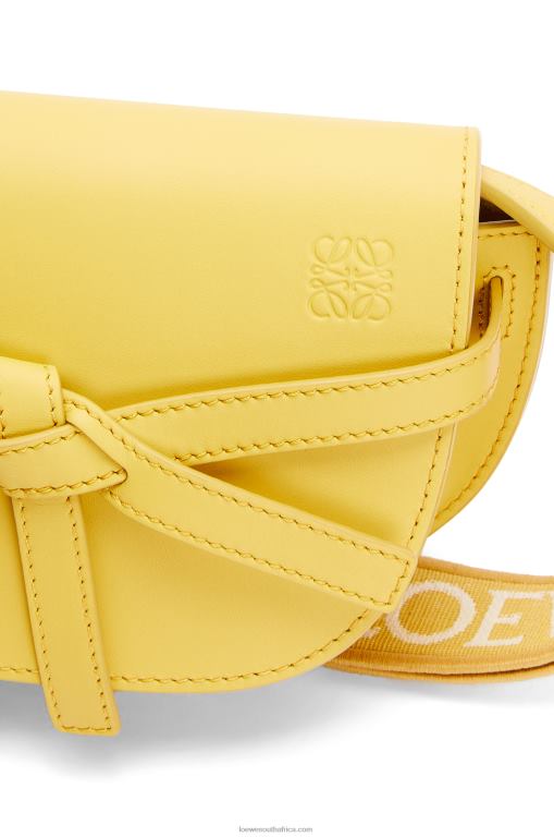 Loewe Women Mini Gate Dual bag in soft calfskin and jacquard 206XF262 Dark Yellow