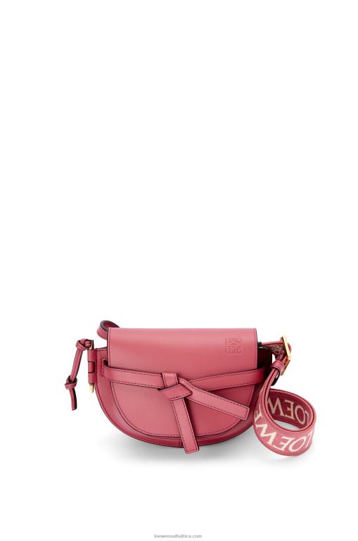 Loewe Women Mini Gate Dual bag in soft calfskin and jacquard 206XF265 Plumrose