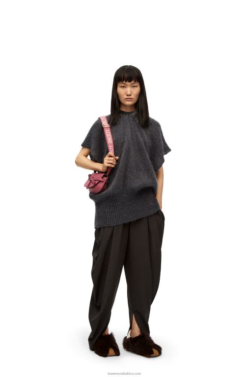 Loewe Women Mini Gate Dual bag in soft calfskin and jacquard 206XF265 Plumrose