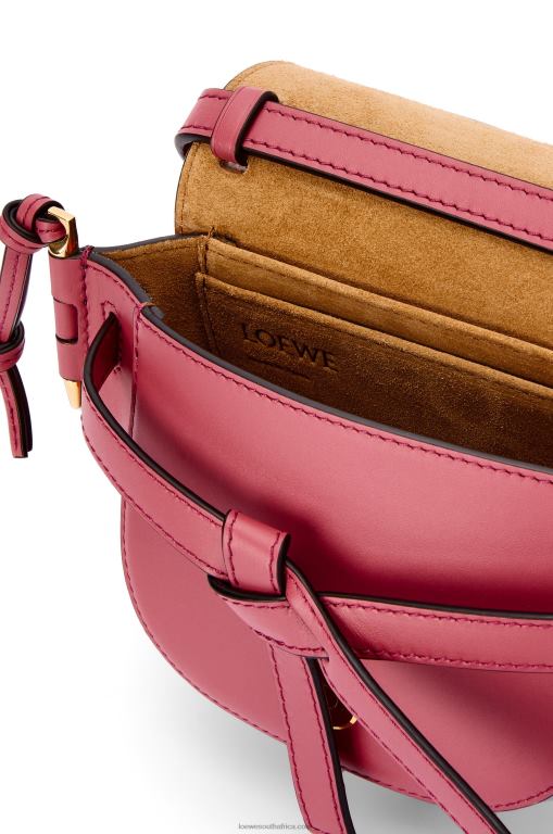 Loewe Women Mini Gate Dual bag in soft calfskin and jacquard 206XF265 Plumrose