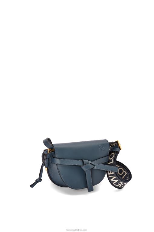 Loewe Women Mini Gate Dual bag in soft calfskin and jacquard 206XF268 Onyx Blue