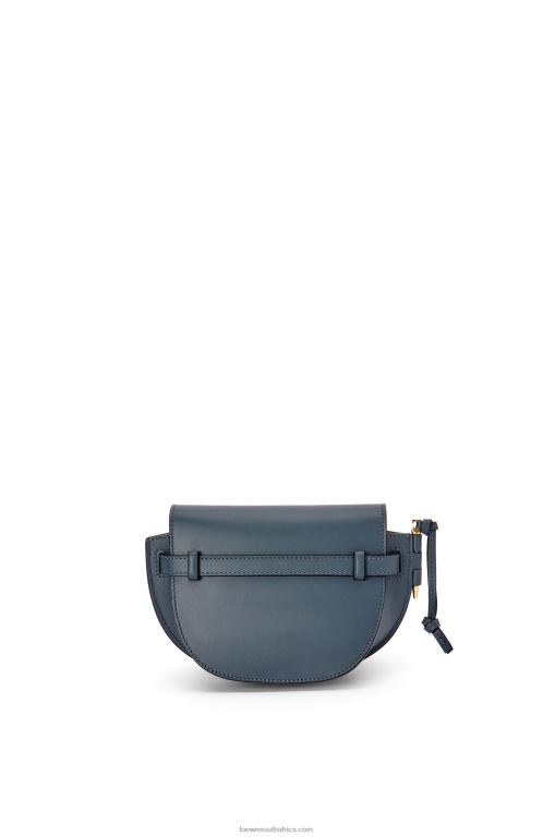 Loewe Women Mini Gate Dual bag in soft calfskin and jacquard 206XF268 Onyx Blue