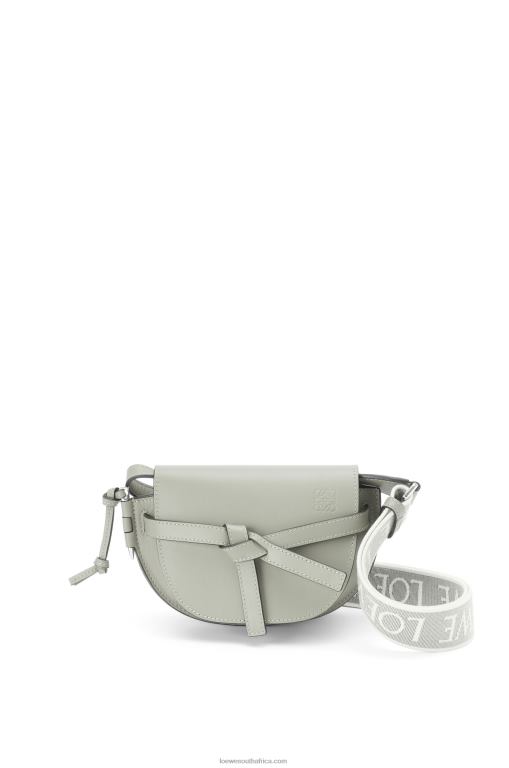 Loewe Women Mini Gate Dual bag in soft calfskin and jacquard 206XF276 Ash Grey