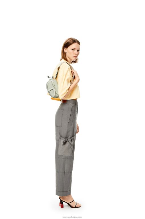 Loewe Women Mini Gate Dual bag in soft calfskin and jacquard 206XF276 Ash Grey