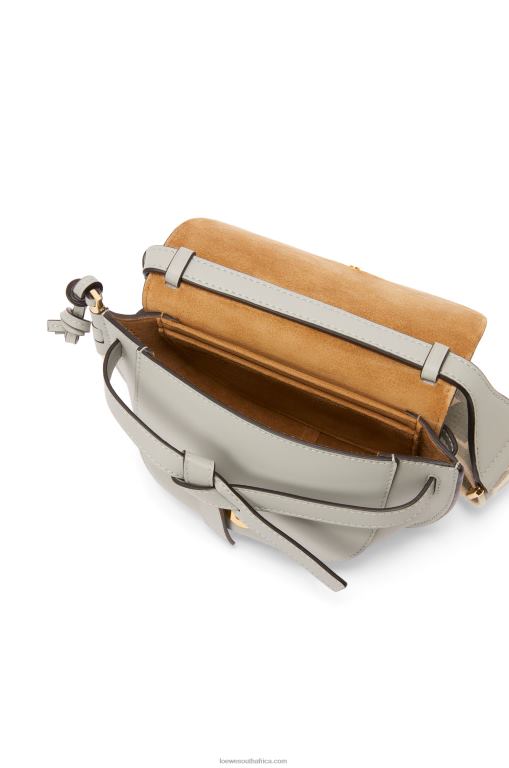 Loewe Women Mini Gate Dual bag in soft calfskin and jacquard 206XF276 Ash Grey