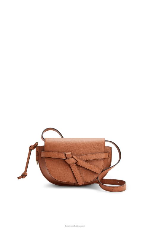 Loewe Women Mini Gate dual bag in pebble grain calfskin 206XF237 Tan
