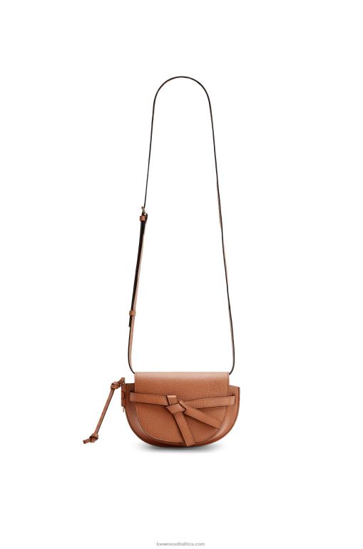 Loewe Women Mini Gate dual bag in pebble grain calfskin 206XF237 Tan