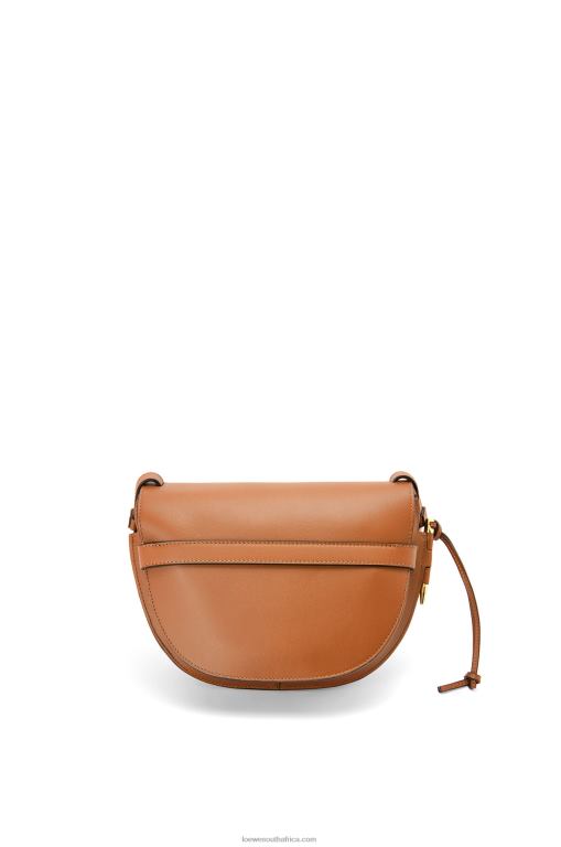 Loewe Women Small Gate bag in soft calfskin and jacquard 206XF254 Tan