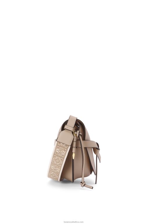 Loewe Women Small Gate bag in soft calfskin and jacquard 206XF255 Sand
