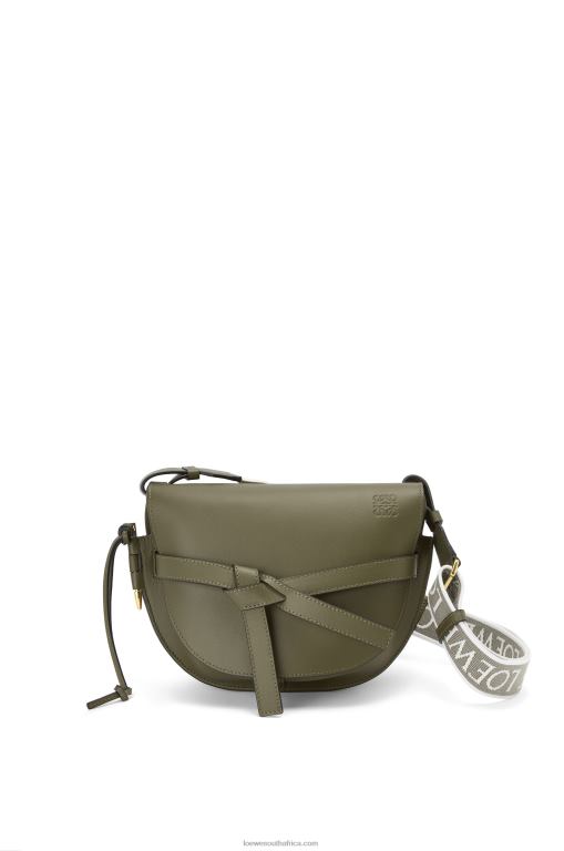 Loewe Women Small Gate bag in soft calfskin and jacquard 206XF256 Autumn Green