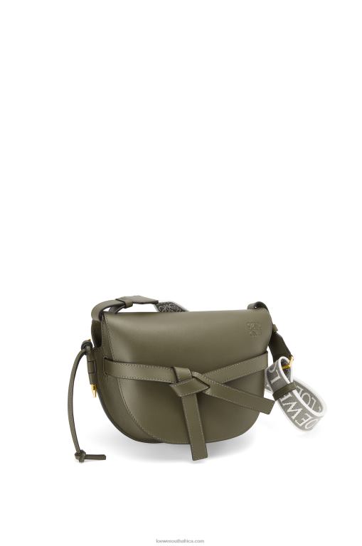 Loewe Women Small Gate bag in soft calfskin and jacquard 206XF256 Autumn Green