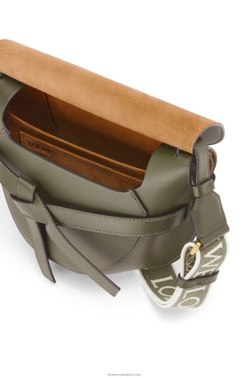 Loewe Women Small Gate bag in soft calfskin and jacquard 206XF256 Autumn Green