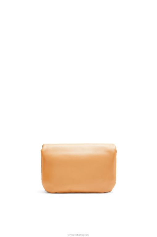 Loewe Women Mini Puffer Goya bag in shiny nappa lambskin 206XF245 Camel