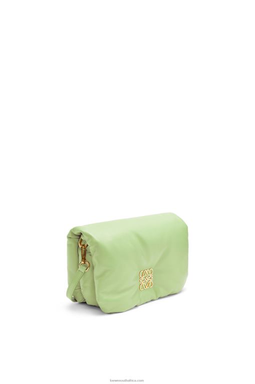 Loewe Women Mini Puffer Goya bag in shiny nappa lambskin 206XF247 Light Pale Green