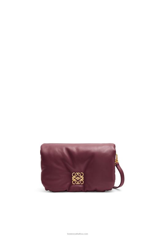 Loewe Women Mini Puffer Goya bag in shiny nappa lambskin 206XF251 Burgundy