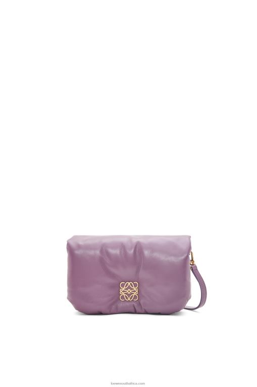 Loewe Women Mini Puffer Goya bag in shiny nappa lambskin 206XF322 Lavander