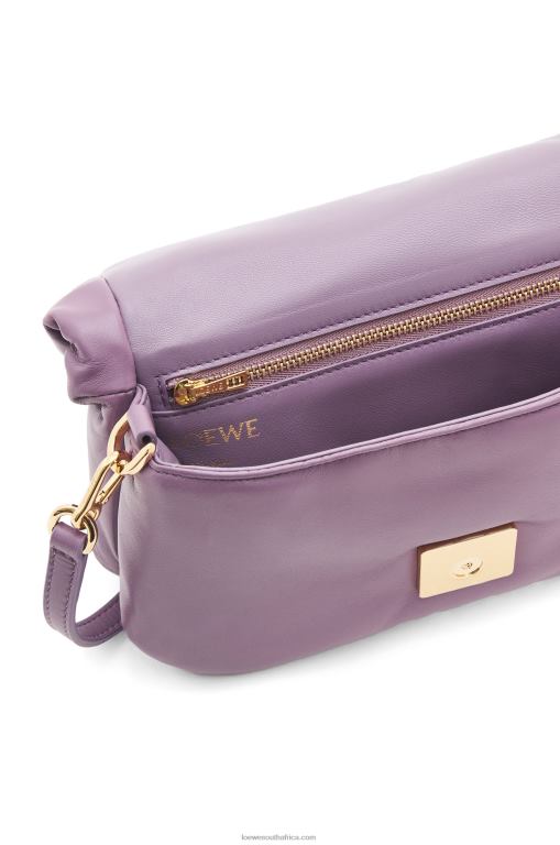 Loewe Women Mini Puffer Goya bag in shiny nappa lambskin 206XF322 Lavander