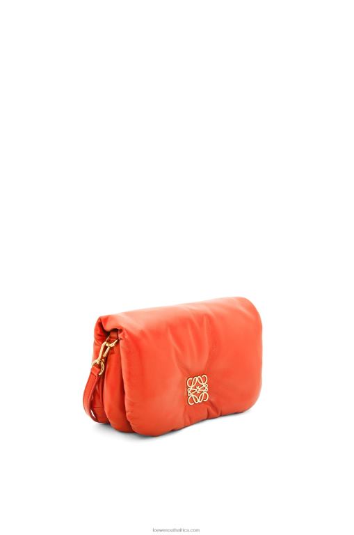 Loewe Women Mini Puffer Goya bag in shiny nappa lambskin 206XF326 Sunrise Orange