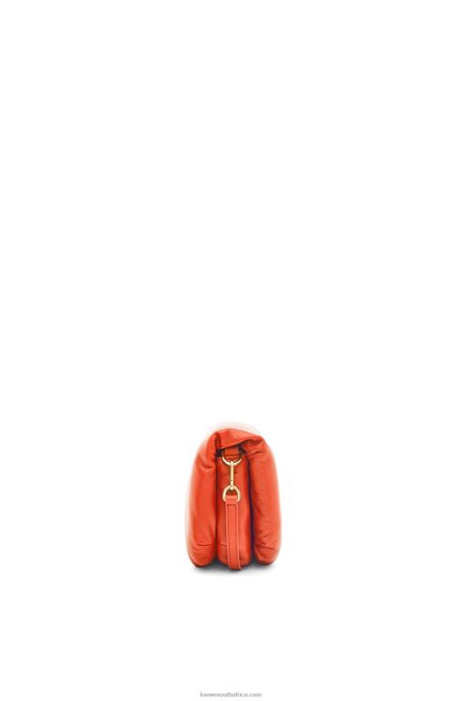 Loewe Women Mini Puffer Goya bag in shiny nappa lambskin 206XF326 Sunrise Orange