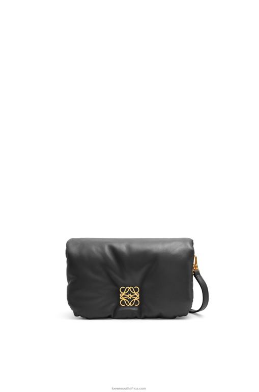 Loewe Women Mini Puffer Goya bag in shiny nappa lambskin 206XF413 Black