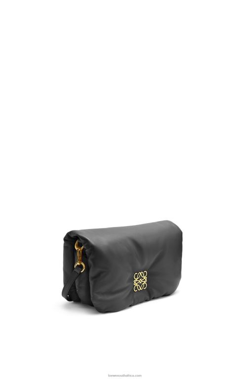 Loewe Women Mini Puffer Goya bag in shiny nappa lambskin 206XF413 Black