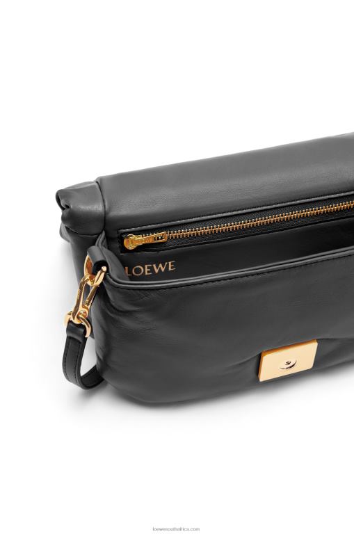 Loewe Women Mini Puffer Goya bag in shiny nappa lambskin 206XF413 Black